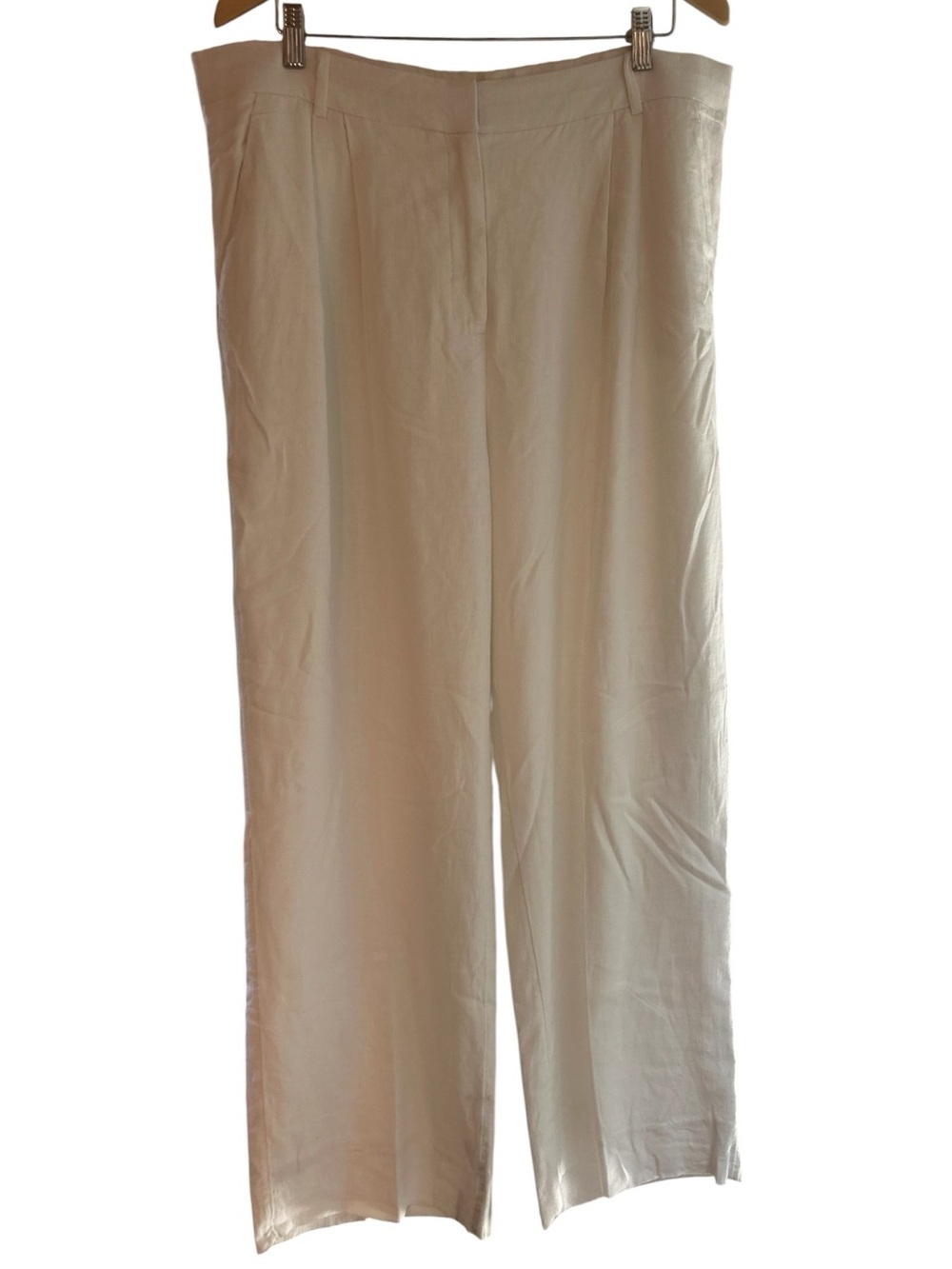 Abercrombie & Fitch White Lined Straight-Leg Pants